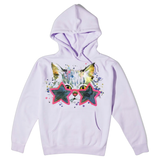 Poes Poezen Kitten Strijk Applicatie Zonnebril op een lila hoodie