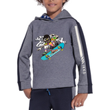 Skate Skateboard Extreme Skaters Full Color Strijk Applicatie op een blauw grijze hoodie