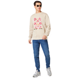 Wilde Roos Anemoon Pioen Bloem Full Color Strijk Applicatie op een beige sweater