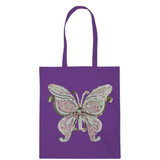 Vlinder XXL Paillette Opnaai Patch Wit Roze Paarlemoer