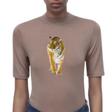 Tijger Indische Strijk Applicatie XL op een bruin t-shirt