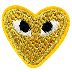 Hartje Met Oogjes Strijk Embleem Patch Goud A
