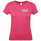 Cijfer 1,2 en 3 op een roze t-shirtje