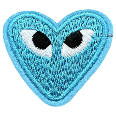 Hartje Met Oogjes Strijk Embleem Patch Baby Blauw