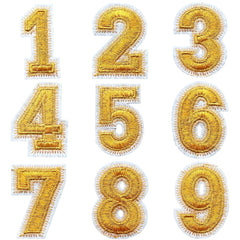 Cijfer Nummer Strijk Emblemen Patch Goud