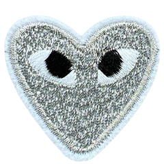 Hartje Met Oogjes Strijk Embleem Patch Zilver
