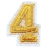 Cijfer Nummer 4 Strijk Emblemen Patch Goud