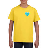 Hart Paillette Strijk Embleem Patch Blauw o peen geel t-shirt