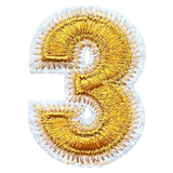 Cijfer Nummer 3 Strijk Emblemen Patch Goud