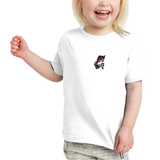 Eenhoorn Strijk Embleem Patch Applicatie op een wit t-shirtje