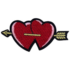 Rood Roze Hartjes Met Liefdes Pijl Strijk Patch