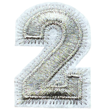 Cijfer Nummer 2 Strijk Emblemen Patch Zilver