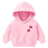 Twee maal de Bij Bijen Bijtje Strijk Embleem Patch Roze op een kleine roze hoodie