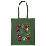 Fruit Groenten Strijk Embleem Patch Set 11 Patches op een groene linnen tas