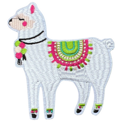 Lama Alpaca Strijk Embleem Patch Wit