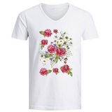 Rozen Boeket Full Color Strijk Applicatie op een wit t-shirt