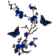 Pruimen Bloesem Vlinder Strijk Embleem Patch Set