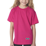 Bril Roze Hartjes Montuur Strijk Embleem Patch op een roze t-shirt