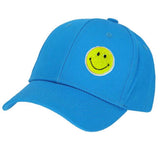 Smiley Strijkpatch Twinkle Pailletten Opstrijkbaar op een blauwe cap