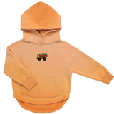 Kiepwagen Kiepauto Dumper Strijk Embleem Patch op een oranje hoodie