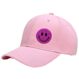 Smiley Emoji Strijk Embleem Patch Glitter Fuchsia Roze o peen roze cap