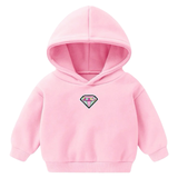 Diamant Strijk Patch Embleem op een kleine roze hoodie