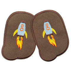 Knie Elleboog Strijk Stukken Patch Set Raket Bruin