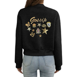 Golden Gossip Fashion Paillette Star Patch Set 12 stuks op de rugzijde van een zwart jasje