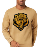 Tijger XXL Strijk embleem Patch op een mosterdgele sweater