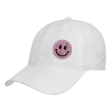 Smiley Emoji Strijk Embleem Patch Glitter op een witte cap