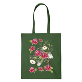 Rozen Boeket Full Color Strijk Applicatie op een groen linnen tas