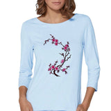 Bloesem Bloemen Tak Strijk Embleem Patch Donker Roze