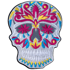 Sugar Skull Versierde Schedel XL Strijk Embleem Patch
