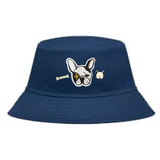 I Love My Dog Patch And Pin Set op een blauwe Bucket Hat