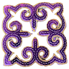 Tribal Paillette Paars Sequins Cosplay Strijk Embleem Patch
