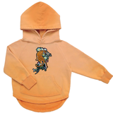 Tijger Witte Bloemen XL Embleem Patch Links op een oranje hoodie