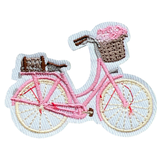 Fiets Mandje en Bloemen Strijk EmbleemPatch