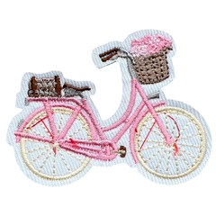 Fiets Mandje en Bloemen Strijk Embleem Patch