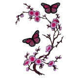 Bloesem Bloemen Vlinder Strijk Embleem Patch Set Roze