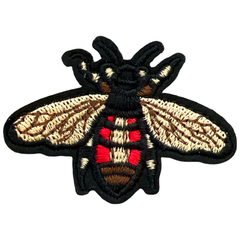 Bij Bijen Strijk Embleem Patch Rood Beige