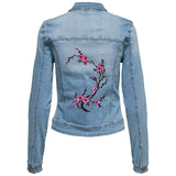 Bloesem Bloemen Tak Strijk Embleem Patch Donker Roze