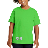 Cijfer 1,2 en 3 op een groen t-shirt