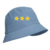 Drie maal de Ster Sterretje Strijk Embleem Patch op een blauwe Bucket Hat