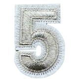 Cijfer Nummer 5 Strijk Emblemen Patch Zilver