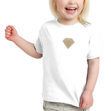 Diamant Glitter Champagne Strijk Embleem Patch op een wit t-shirtje