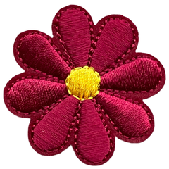 Madelief Bloemetje Strijk Embleem Patch Bordeaux