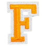 Alfabet Letter F Strijk Embleem Patch Oranje Wit