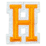 Alfabet Letter H Strijk Embleem Patch Oranje Wit