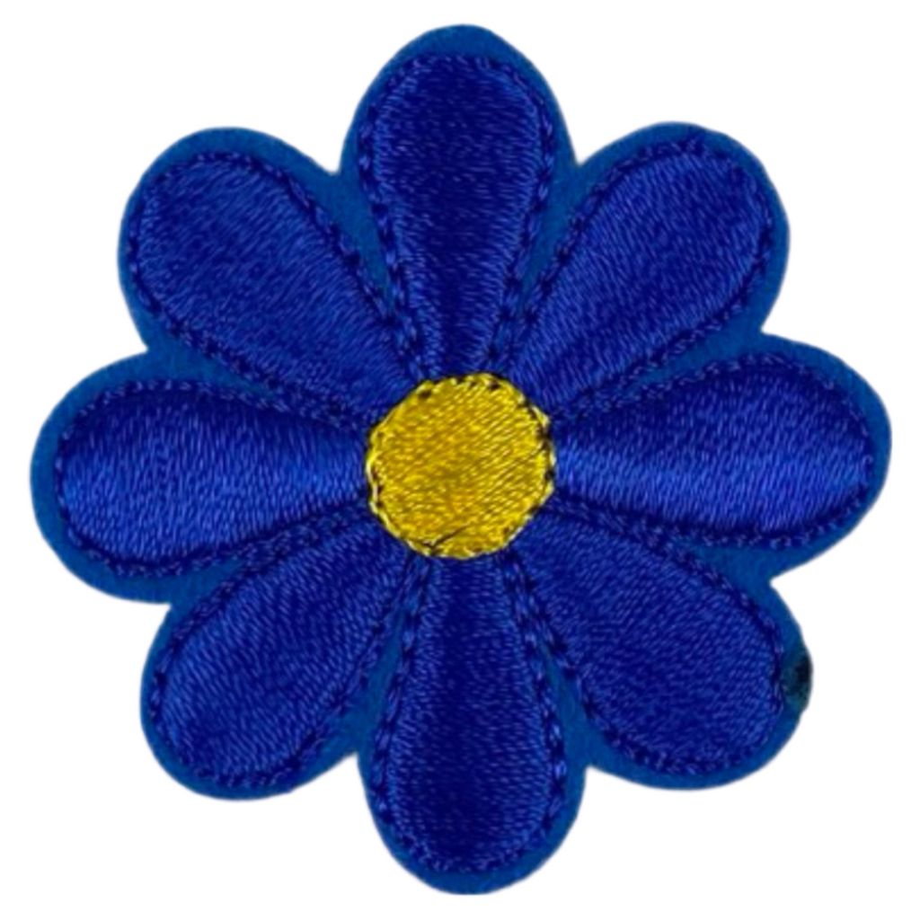 Madelief Bloemetje Strijk Embleem Patch Kobalt Blauw