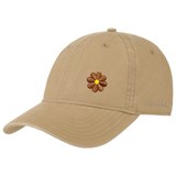 Madelief Bloemetje Strijk Embleem Patch Bruin op een beige cap